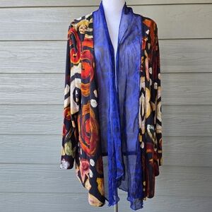 SOFT SURROUNDINGS Printed Langshire Topper- Royal Blue Multi- NWT- SZ M